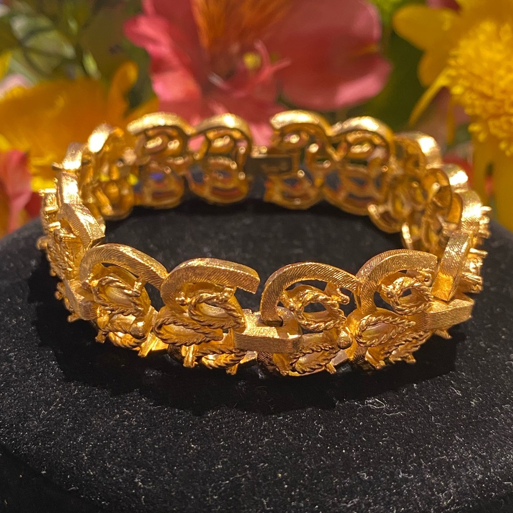 Gold tone trafari bracelet